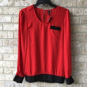 NWT Maurices Burnt Red & Black Blouse Size M